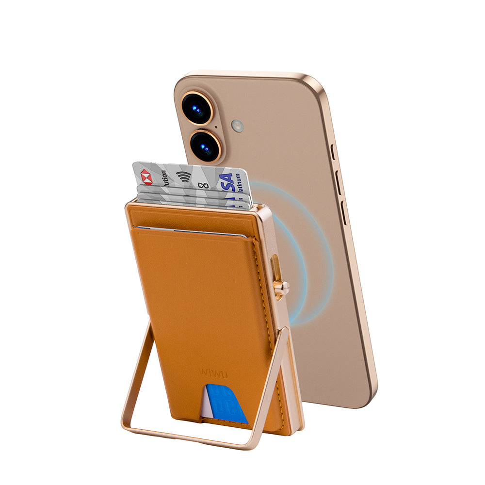 Wiwu MW-006 Tasarımlı 6 Hazneli PU Magnetik Standlı Kartlık Siyah