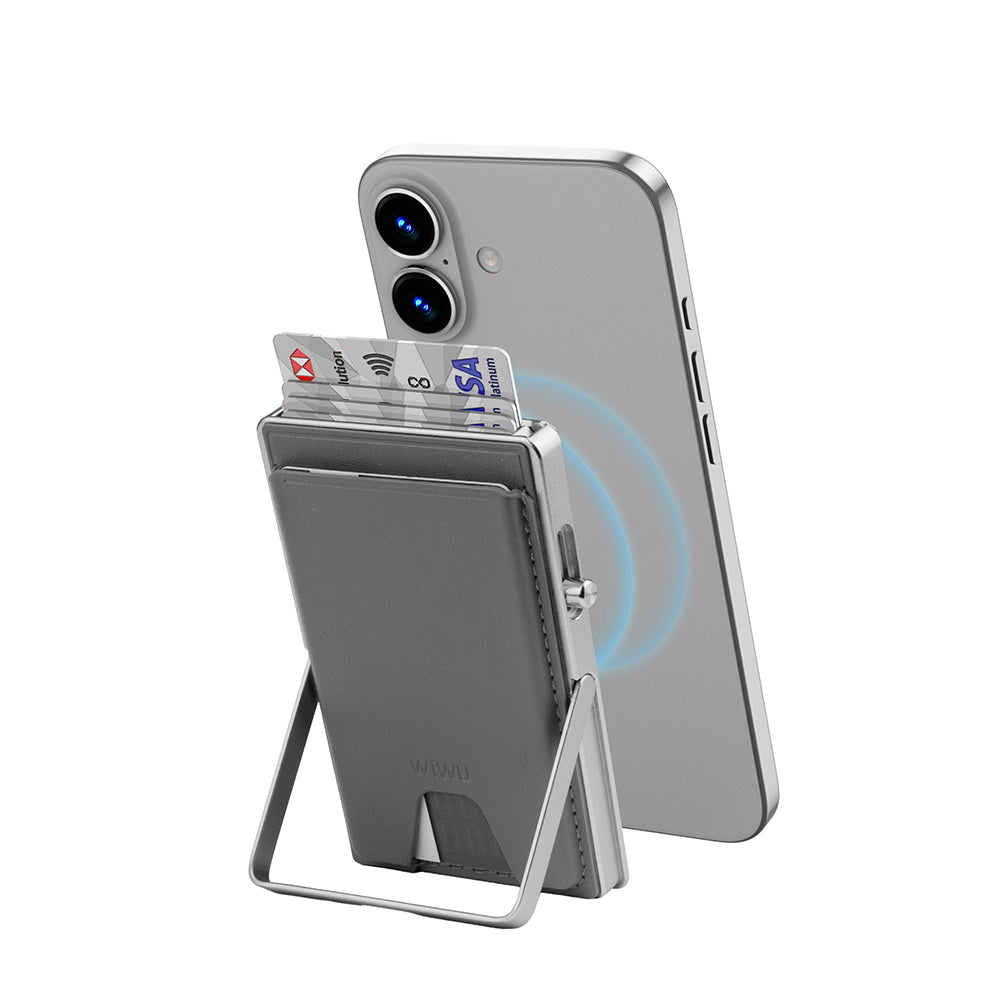 Wiwu MW-006 Tasarımlı 6 Hazneli PU Magnetik Standlı Kartlık Kahverengi