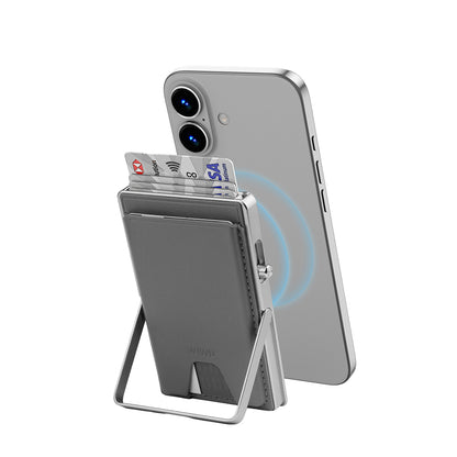 Wiwu MW-006 Tasarımlı 6 Hazneli PU Magnetik Standlı Kartlık Kahverengi