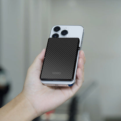 Wiwu MW-007 Warriors Pop-Up Buton Tasarımlı Magnetik Aramid Fiber Metal Standlı Kartlık Siyah