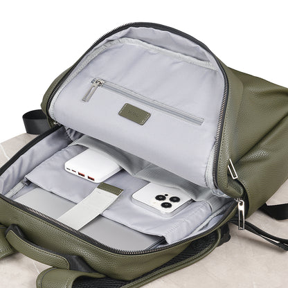 Wiwu Osun Serisi Metal Logolu PU Deri Laptop Sırt Çantası Siyah