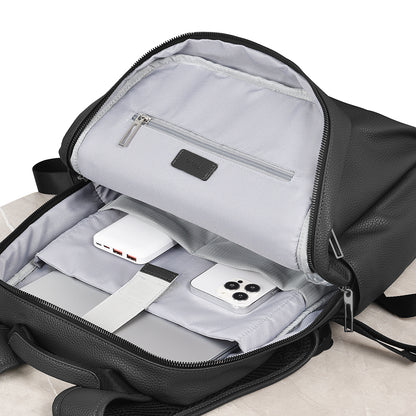 Wiwu Osun Serisi Metal Logolu PU Deri Laptop Sırt Çantası Siyah