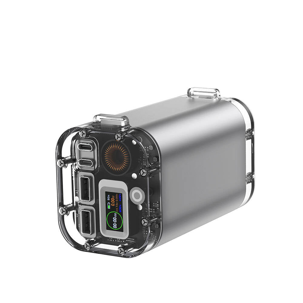 Wiwu P003 Dijital Ekranlı Fenerli SOS İşlevli Taşınabilir Powerbank 40000mAh 100W IP67 Gri