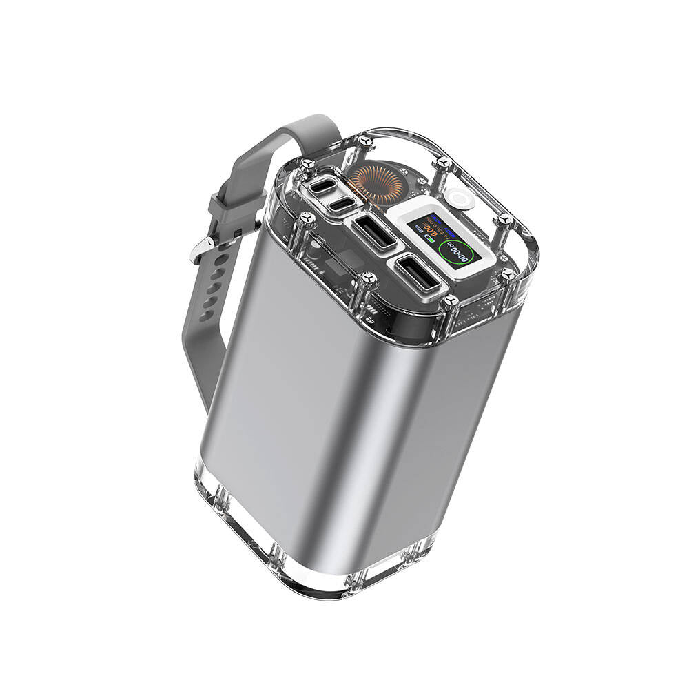 Wiwu P003 Dijital Ekranlı Fenerli SOS İşlevli Taşınabilir Powerbank 40000mAh 100W IP67 Gri