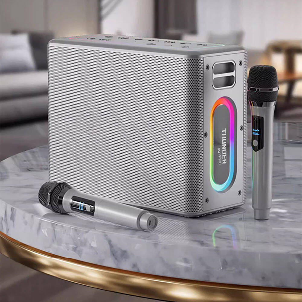 Wiwu P19 Thunder Bluetooth Speaker Hoparlör ve Karaoke Bluetooth Çift Mikrofon Siyah