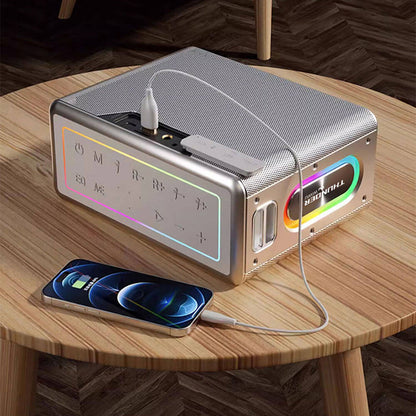 Wiwu P19 Thunder Bluetooth Speaker Hoparlör ve Karaoke Bluetooth Çift Mikrofon Gümüş