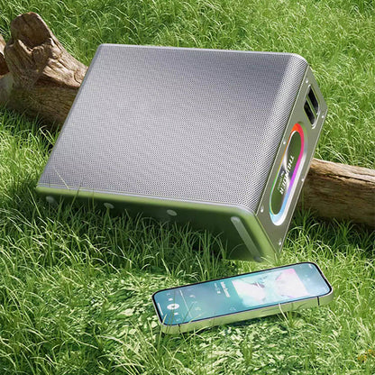 Wiwu P19 Thunder Bluetooth Speaker Hoparlör ve Karaoke Bluetooth Çift Mikrofon Gümüş