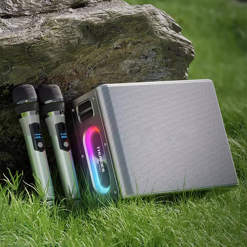 Wiwu P19 Thunder Bluetooth Speaker Hoparlör ve Karaoke Bluetooth Çift Mikrofon Siyah