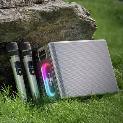 Wiwu P19 Thunder Bluetooth Speaker Hoparlör ve Karaoke Bluetooth Çift Mikrofon Siyah