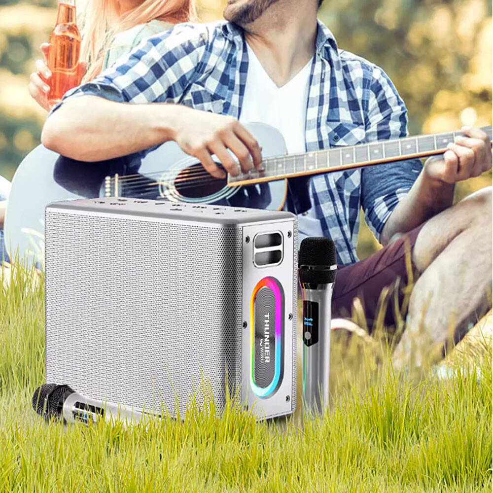 Wiwu P19 Thunder Bluetooth Speaker Hoparlör ve Karaoke Bluetooth Çift Mikrofon Siyah