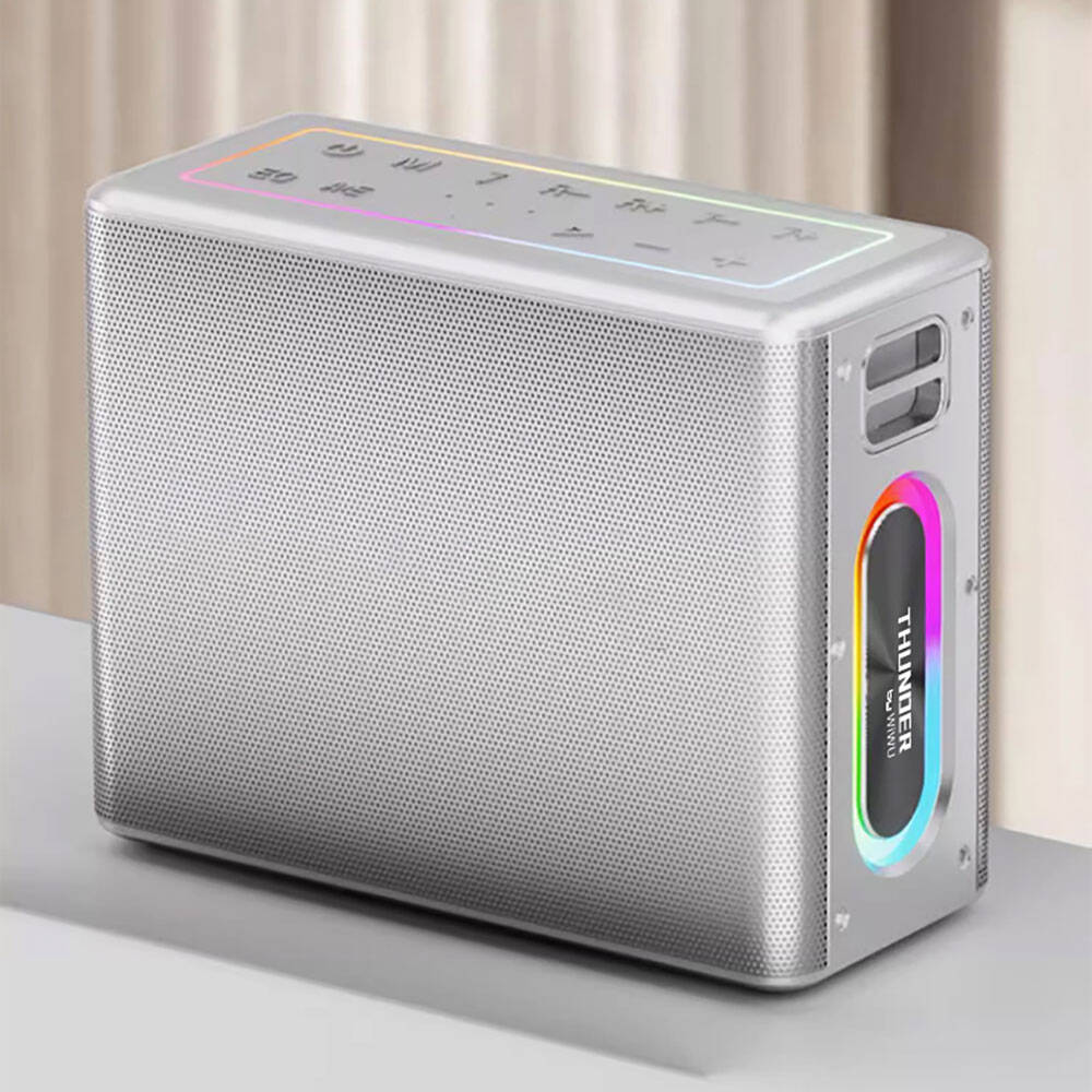 Wiwu P19 Thunder Bluetooth Speaker Hoparlör ve Karaoke Bluetooth Çift Mikrofon Gümüş