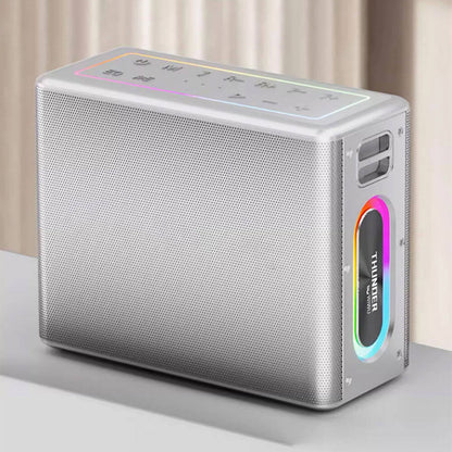 Wiwu P19 Thunder Bluetooth Speaker Hoparlör ve Karaoke Bluetooth Çift Mikrofon Gümüş