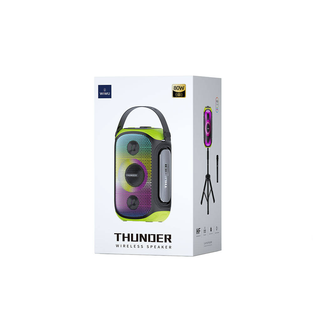 Wiwu P20 Thunder Bluetooth Speaker Hoparlör ve Karaoke Bluetooth Mikrofon Siyah-Yeşil