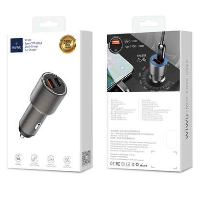 Wiwu PC100 Araç Şarjı Gri