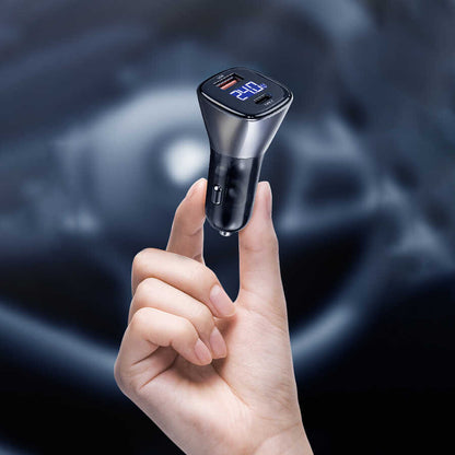 Wiwu PC500 72W PD QC3.0 Ultra Hızlı Şarj Destekli Dijital Göstergeli Araç Şarj Başlığı Siyah