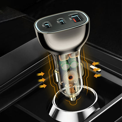 Wiwu PC700 Zhitou Serisi PD QC 3.0 Ultra Hızlı Şarj Şeffaf Görünümlü Araç Şarj Başlığı PD 30W Siyah