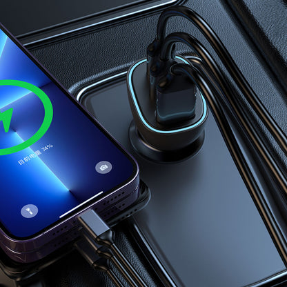 Wiwu PC700 Zhitou Serisi PD QC 3.0 Ultra Hızlı Şarj Şeffaf Görünümlü Araç Şarj Başlığı PD 30W Siyah