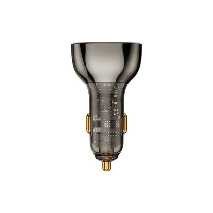 Wiwu PC700 Zhitou Serisi PD QC 3.0 Ultra Hızlı Şarj Şeffaf Görünümlü Araç Şarj Başlığı PD 30W Siyah