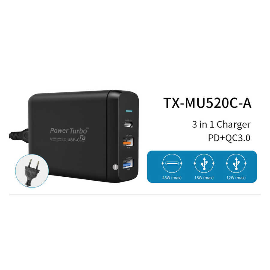 Wiwu PD Power Turbo TX-MU520C-A Universal Şarj Adaptörü Siyah
