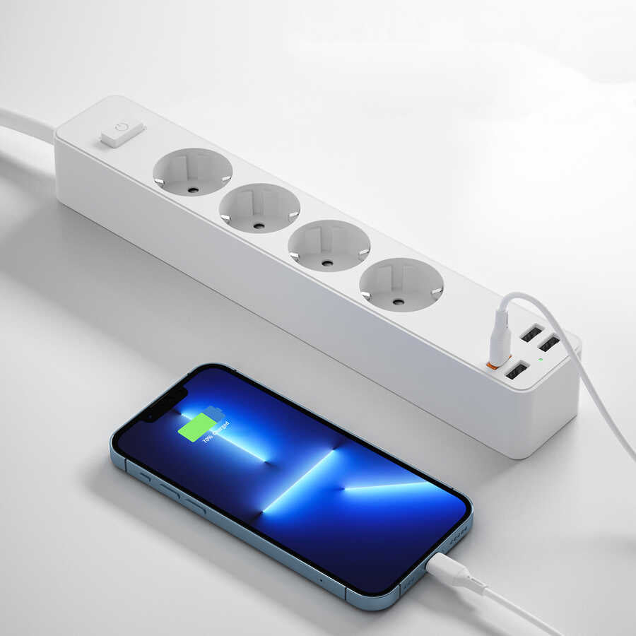 Wiwu PD20W U01EU Power Strip Çoklu Priz 160 cm Siyah
