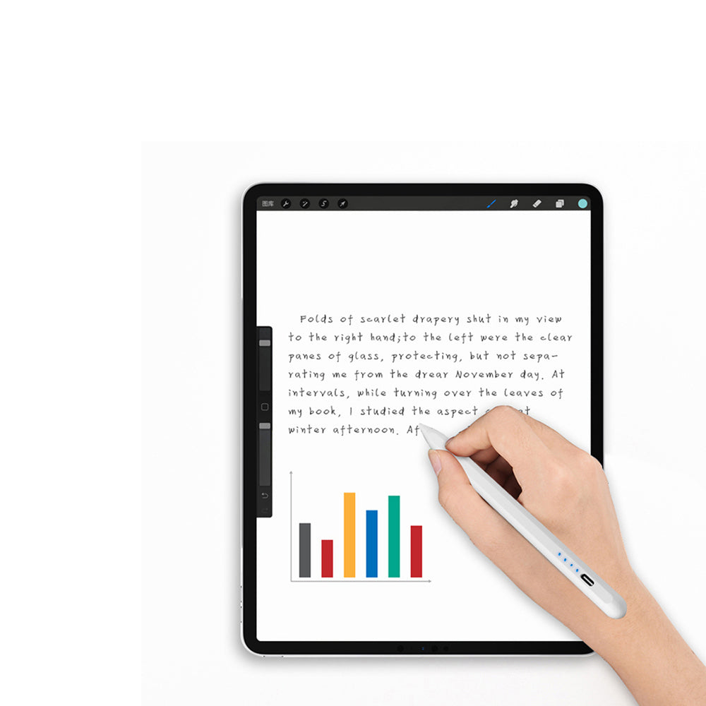 Wiwu Pencil E A02 Avuç İçi Reddi (Palm Rejection) ve Eğim Hassasiyeti Özellikli Dokunmatik Kalem Beyaz