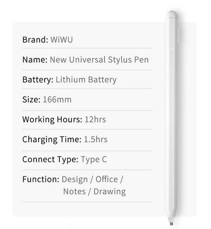 Wiwu Pencil Max Dokunmatik Çizim Kalemi Beyaz