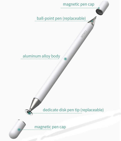 Wiwu Pencil Passive Stylus 2 in 1 Dokunmatik Çizim Kalemi Beyaz