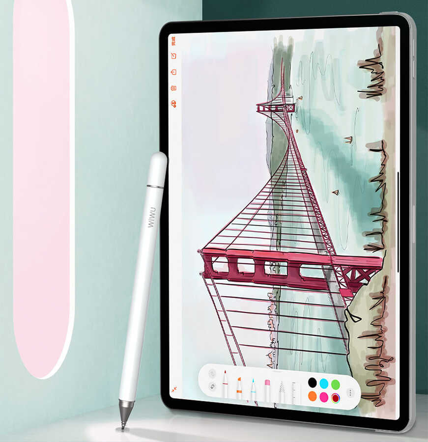Wiwu Pencil Passive Stylus 2 in 1 Dokunmatik Çizim Kalemi Beyaz