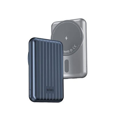 Wiwu PP02 Taşınabilir Wireless Şarj ve PD Hızlı Şarj Özellikli Powerbank 15W 5000mAh Mavi