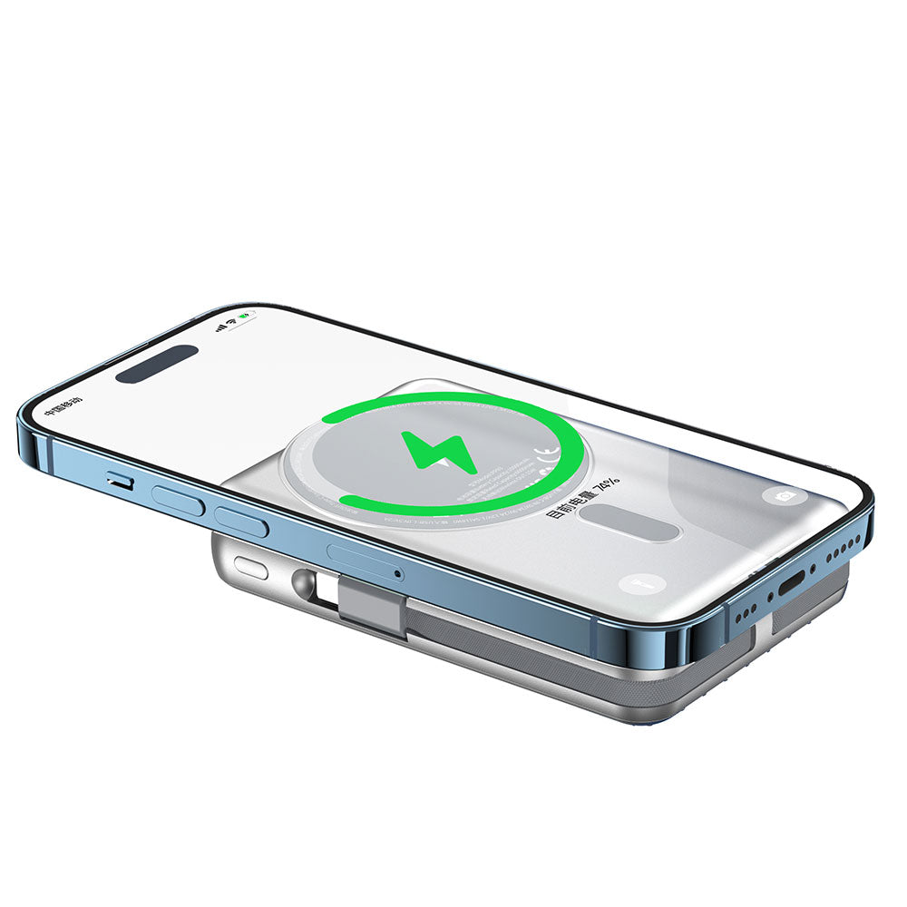 Wiwu PP03 Taşınabilir Wireless Şarj ve PD Hızlı Şarj Özellikli Powerbank 15W 10000mAh Mavi