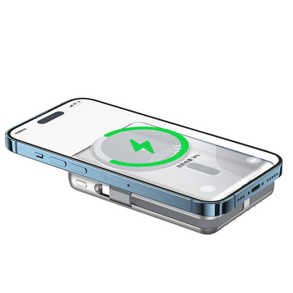 Wiwu PP03 Taşınabilir Wireless Şarj ve PD Hızlı Şarj Özellikli Powerbank 15W 10000mAh Mavi