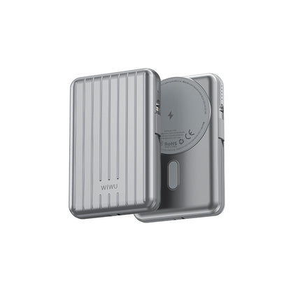 Wiwu PP03 Taşınabilir Wireless Şarj ve PD Hızlı Şarj Özellikli Powerbank 15W 10000mAh Gümüş