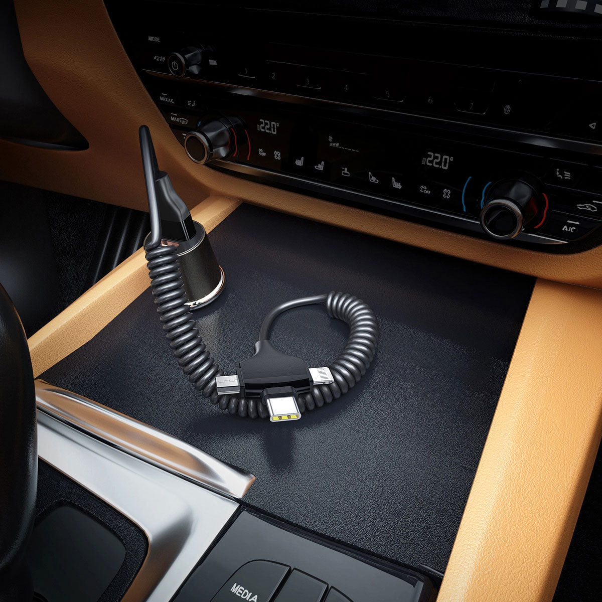 Wiwu Spiral Tasarımlı Micro Type-C ve Lightning 3in1 Spring Spiral Kablo 1m Siyah