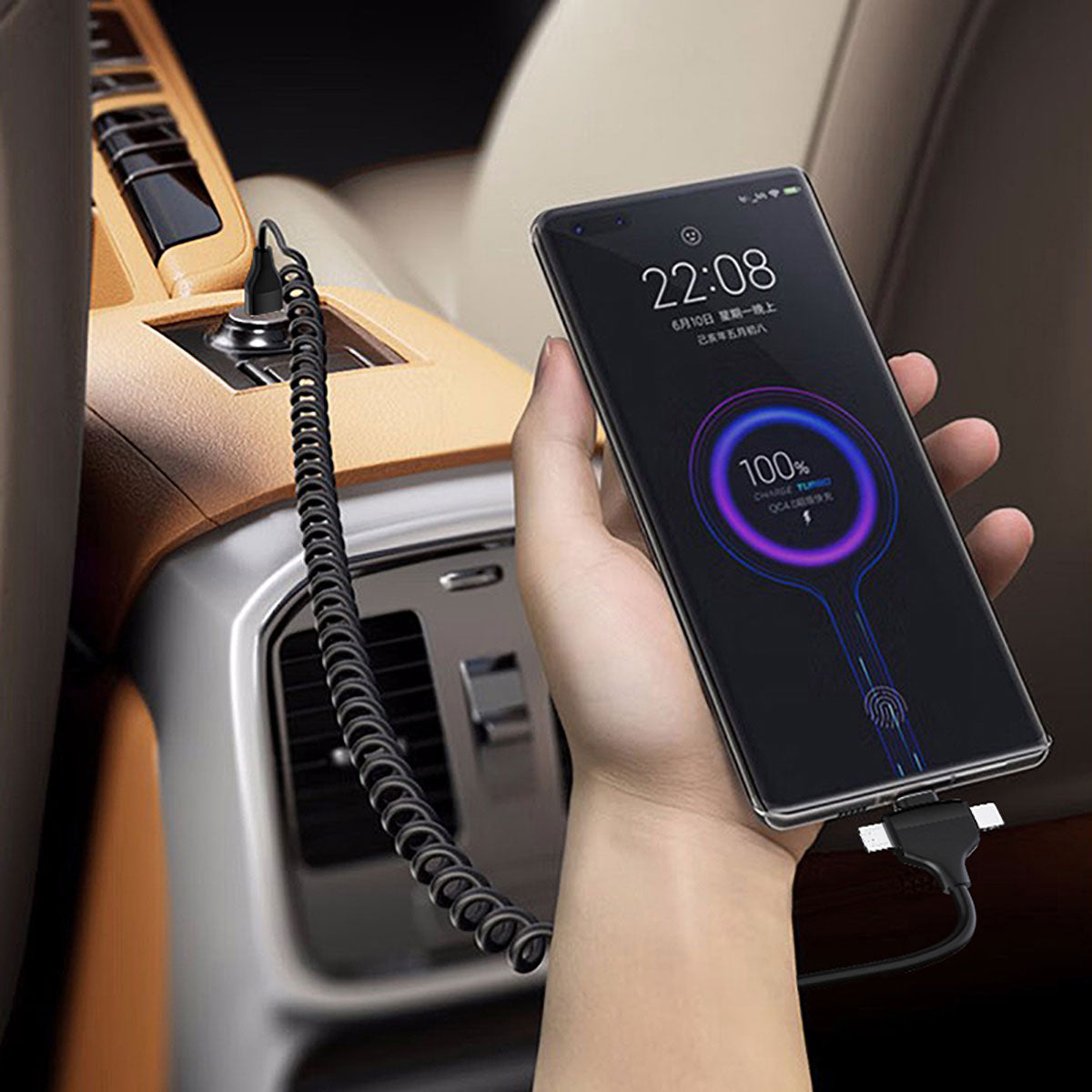 Wiwu Spiral Tasarımlı Micro Type-C ve Lightning 3in1 Spring Spiral Kablo 1m Siyah