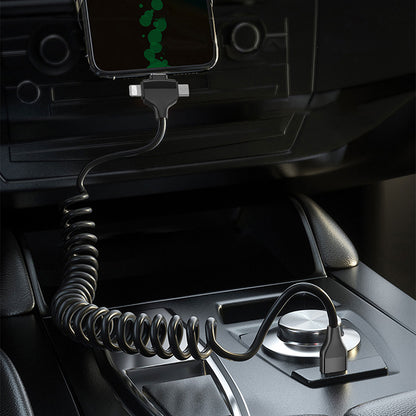 Wiwu Spiral Tasarımlı Micro Type-C ve Lightning 3in1 Spring Spiral Kablo 1m Siyah