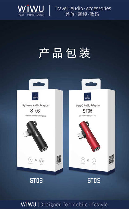 Wiwu ST05 Type-C Ses Adaptörü Siyah