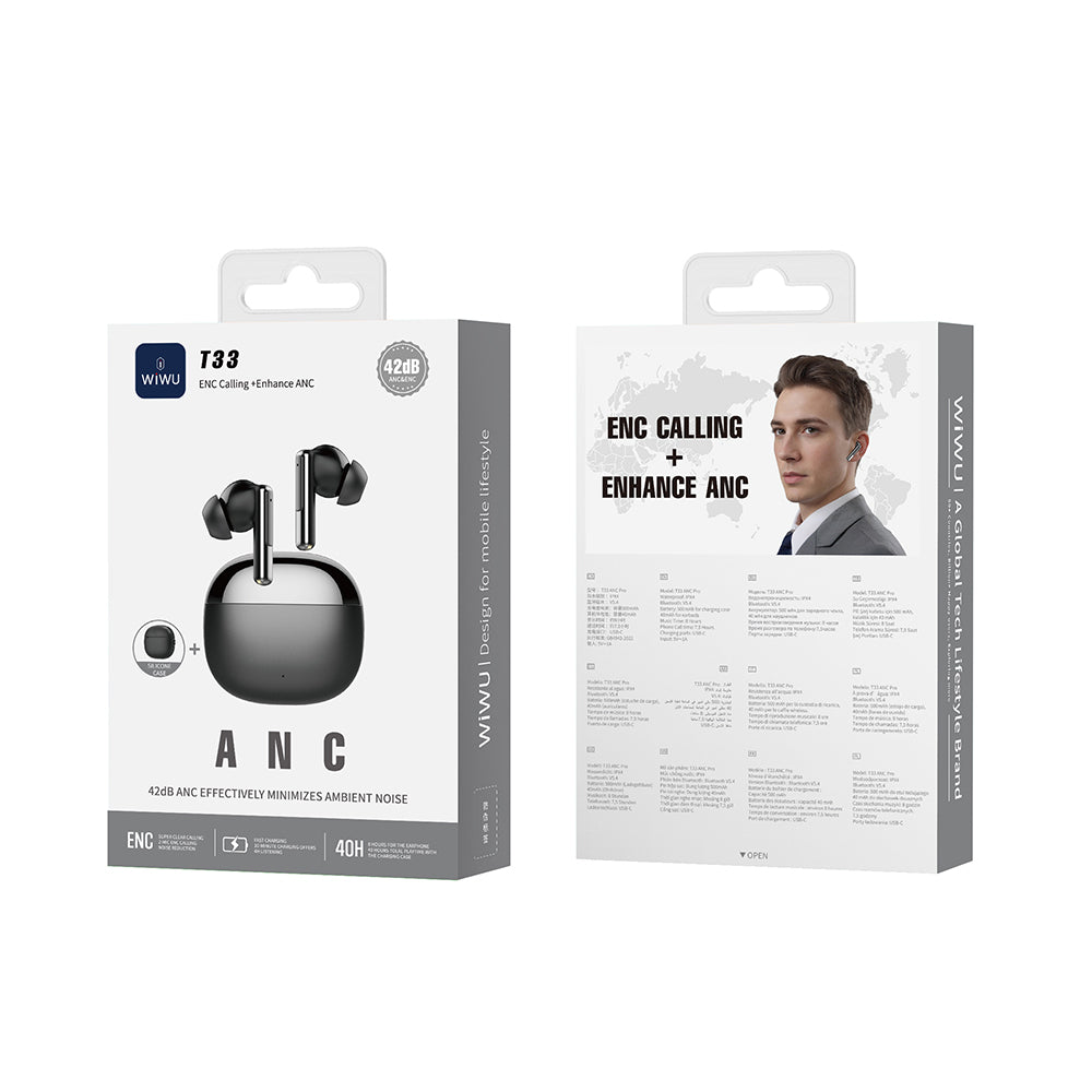 Wiwu T33 Pro ANC/ENC Teknolojili Kulak İçi Bluetooth Kulaklık v5.4 Siyah