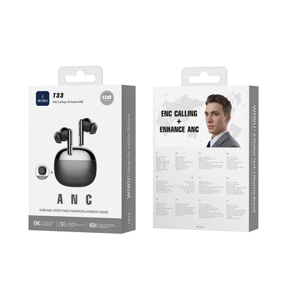 Wiwu T33 Pro ANC/ENC Teknolojili Kulak İçi Bluetooth Kulaklık v5.4 Siyah