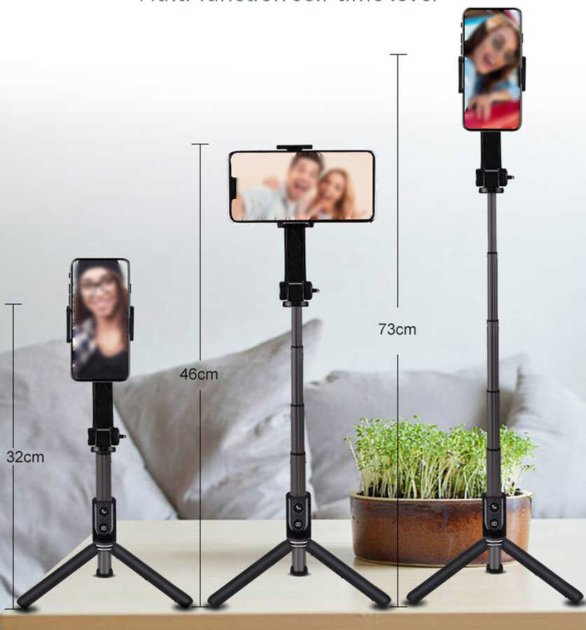 Wiwu TGS-301 Çok Fonksiyonlu Selfie Çubuğu Siyah