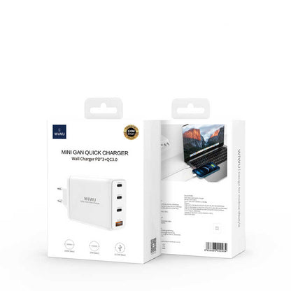 Wiwu TR257-AEU Mini GaN Tech 120W Power Adaptör Beyaz