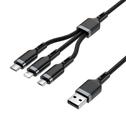 Wiwu Wi-C014 Platinum Serisi 3in1 USB-A to Lightning – Type-C – Micro Şarj ve Data Kablosu 3.1A 1.2m Siyah