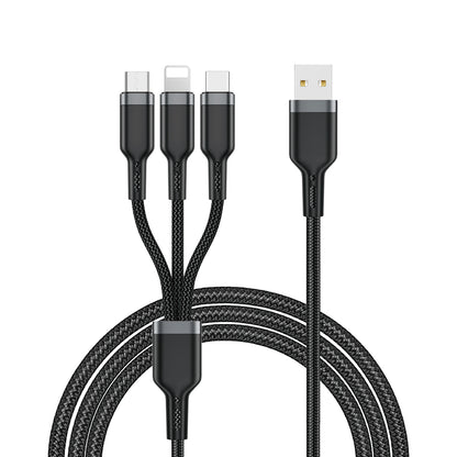Wiwu Wi-C014 Platinum Serisi 3in1 USB-A to Lightning – Type-C – Micro Şarj ve Data Kablosu 3.1A 1.2m Siyah