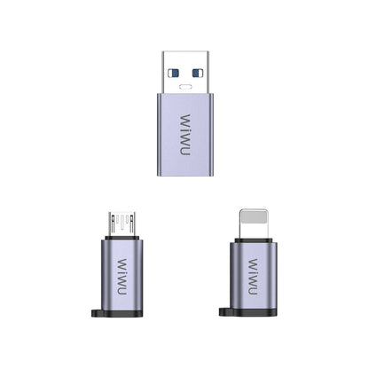 Wiwu Wi-C031 Concise Serisi 3in1 Type-C to USB-A/Micro Usb/Lightning Adaptör Paketi Gri