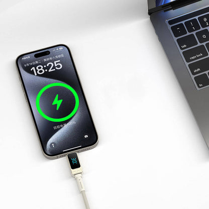 Wiwu Wi-C038 Titan Serisi Lightning to Type-C PD 30W LED Dijital Göstergeli Şarj ve Data Kablosu 1.2M Siyah