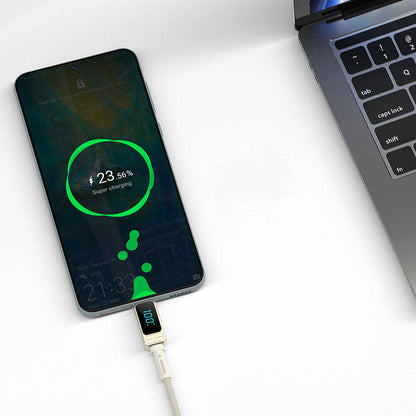 Wiwu Wi-C038 Titan Serisi Type-C to Type-C PD 100W LED Dijital Göstergeli Şarj ve Data Kablosu 1.2M Krem