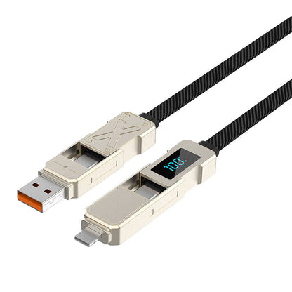 Wiwu Wi-C039 Titan Serisi 4in1 A+C to C+L LED Dijital Göstergeli Şarj ve Data Kablosu 1.5M Titanyum