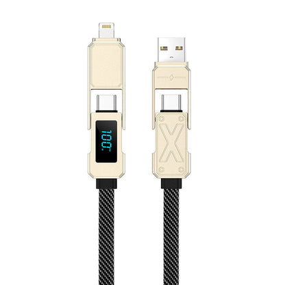 Wiwu Wi-C039 Titan Serisi 4in1 A+C to C+L LED Dijital Göstergeli Şarj ve Data Kablosu 1.5M Titanyum