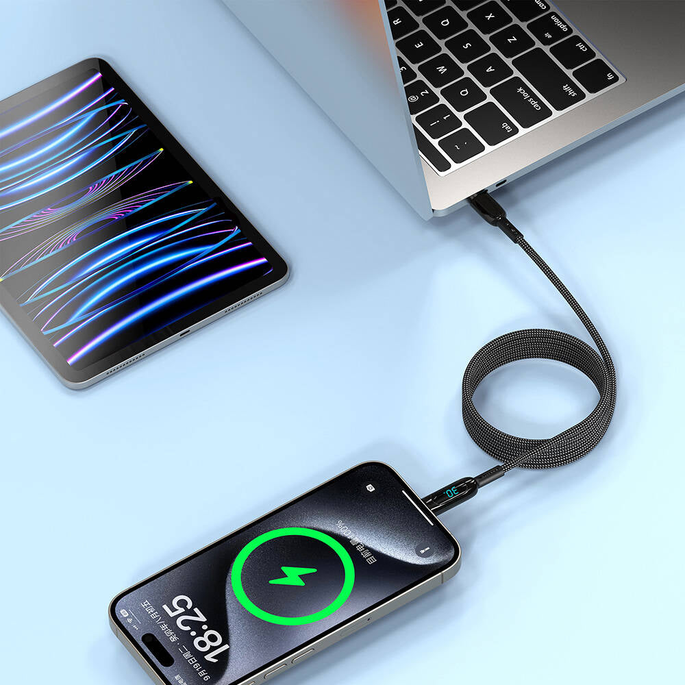 Wiwu Wi-C041 MagQ Çinko Alaşımlı Type-C to Lightning Hızlı Şarj Özellikli Data ve Şarj Kablosu 30W Siyah