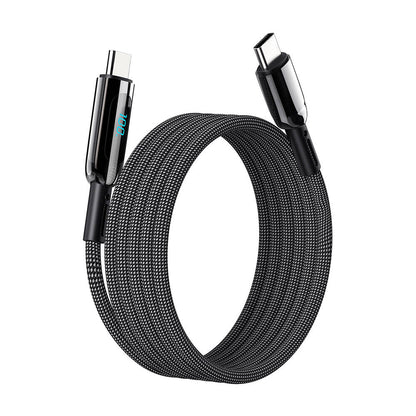 Wiwu Wi-C041 MagQ Çinko Alaşımlı Type-C to Type-C Hızlı Şarj Özellikli Data ve Şarj Kablosu 100W Siyah