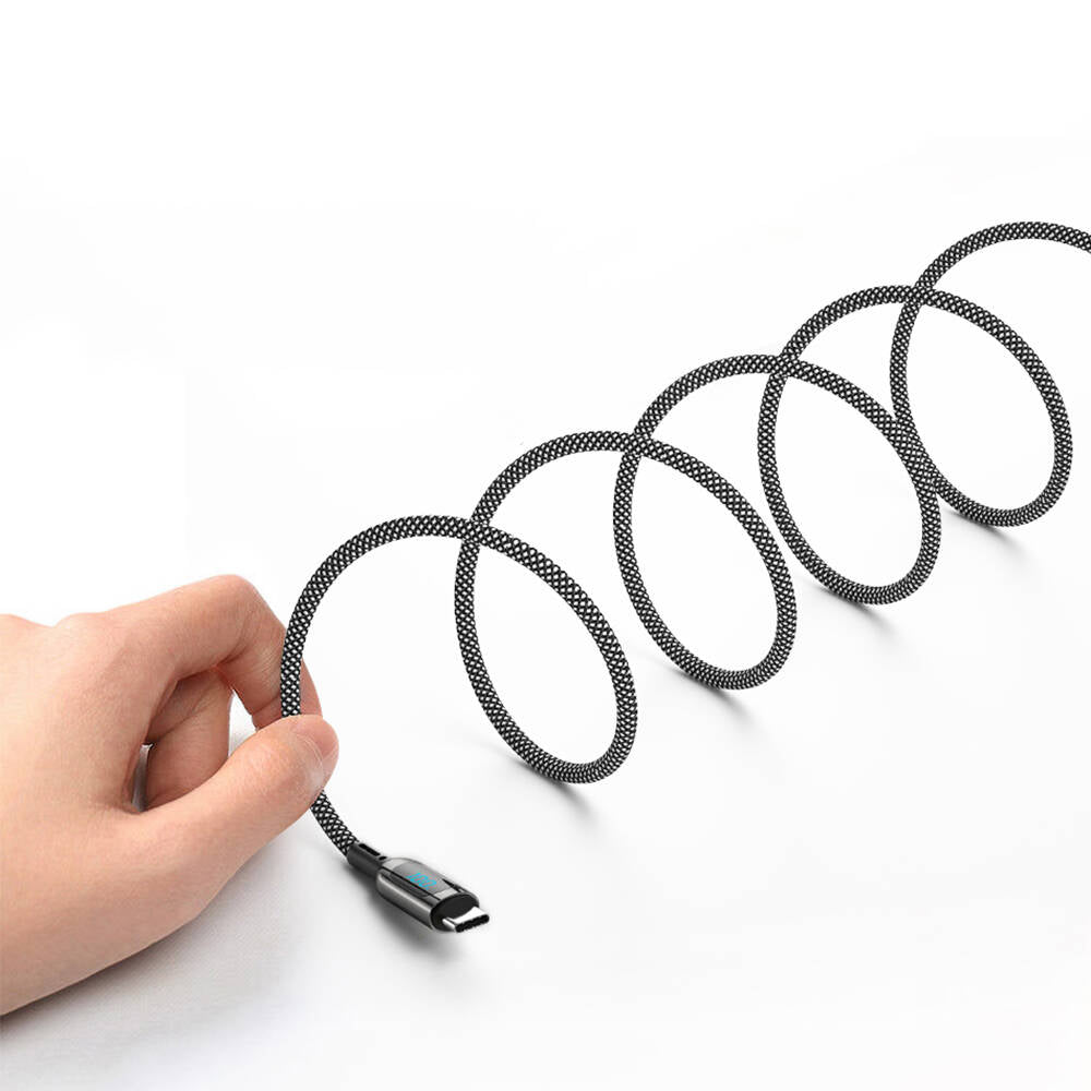 Wiwu Wi-C041 MagQ Çinko Alaşımlı Type-C to Type-C Hızlı Şarj Özellikli Data ve Şarj Kablosu 100W Siyah